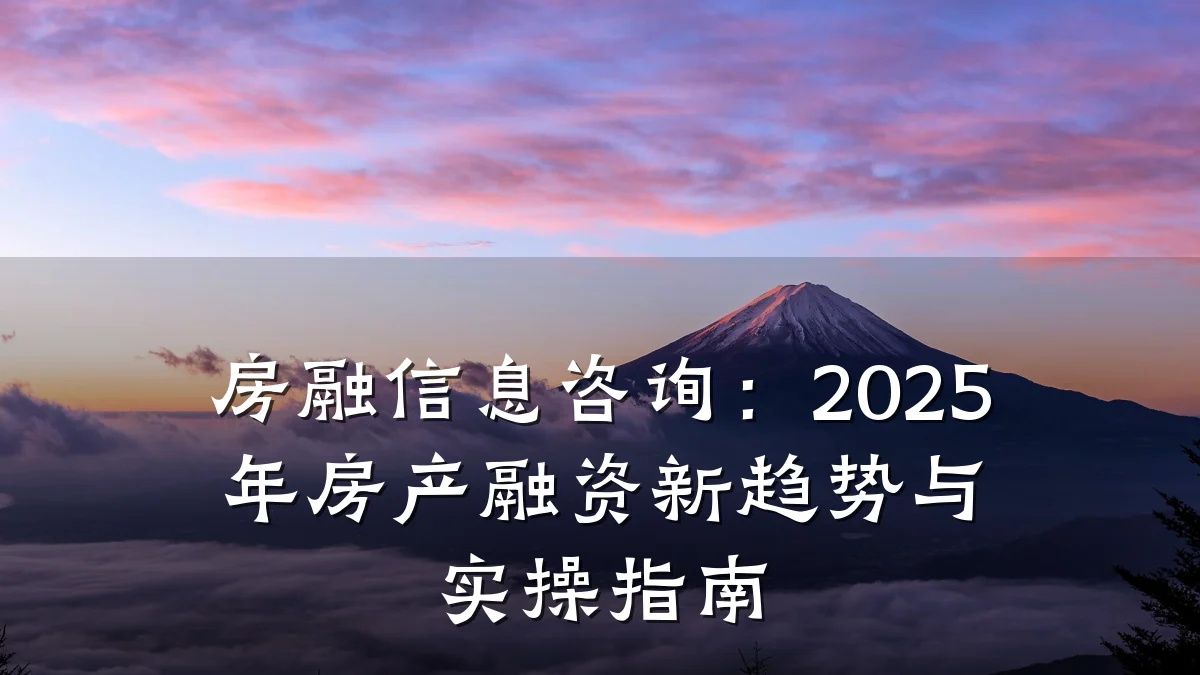 房融信息咨询：2025年房产融资新趋势与实操指南