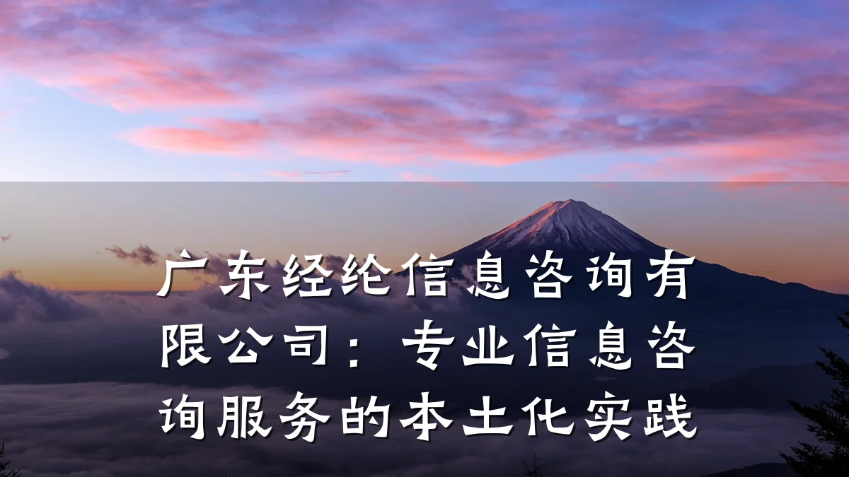 广东经纶信息咨询有限公司：专业信息咨询服务的本土化实践