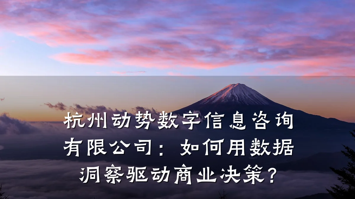 杭州动势数字信息咨询有限公司：如何用数据洞察驱动商业决策？
