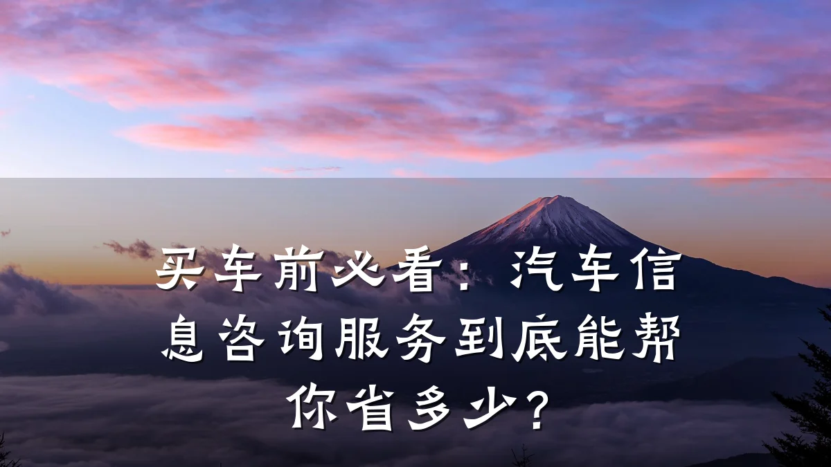 买车前必看：汽车信息咨询服务到底能帮你省多少？