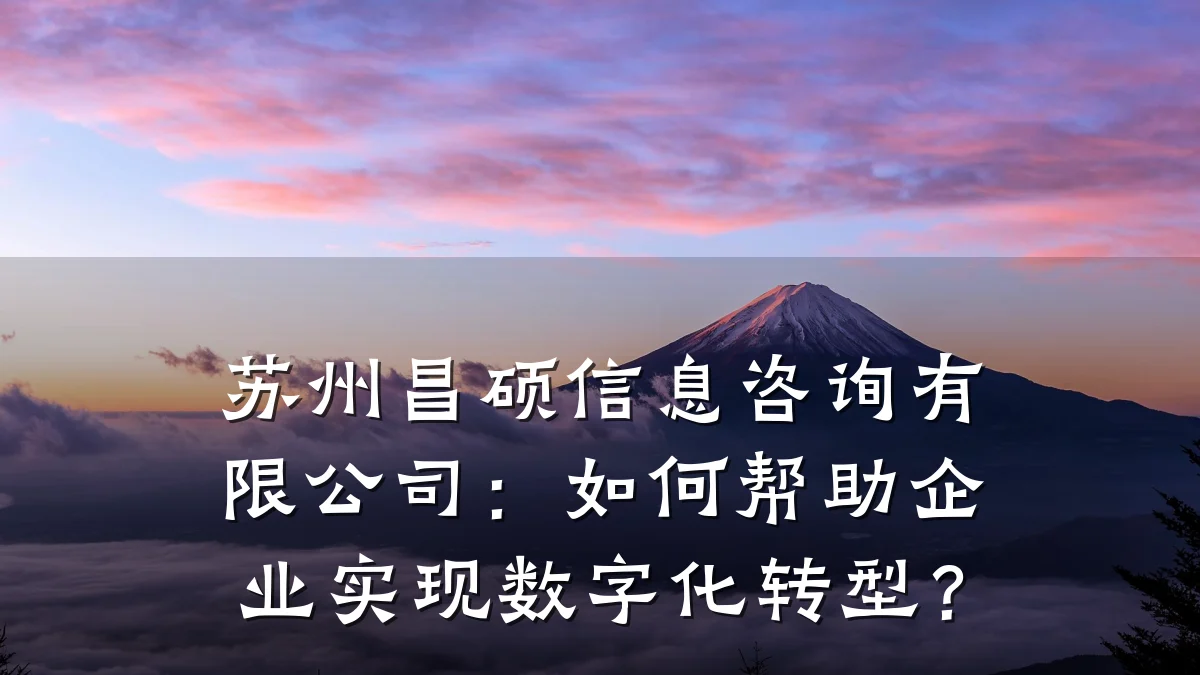 苏州昌硕信息咨询有限公司：如何帮助企业实现数字化转型？